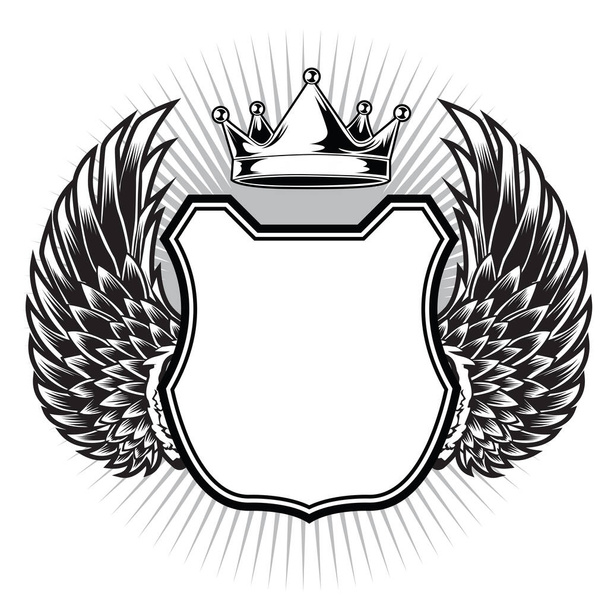 Crown Shield With Wings Vintage Vector illustration - Vector, Image