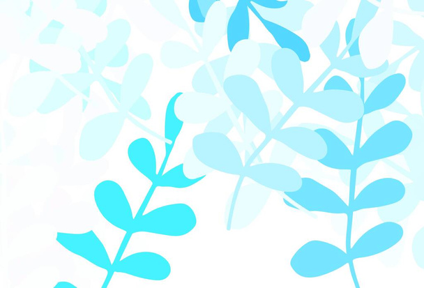 Light BLUE vector natural background with leaves. leaves on blurred abstract background with gradient. Hand painted design for web, leaflets. - Вектор, зображення