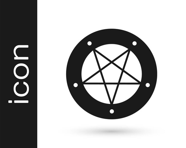 Чорна Пентаграма в колі, ізольована на білому тлі. Символ магічної окультної зірки. Вектор - Вектор, зображення