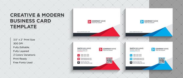 Moderní a kreativní design vizitek. Tato jmenná karta je dodávána ve dvou různých barevných verzích (červená a modrá) - šablona firemní identity. - Vektor, obrázek