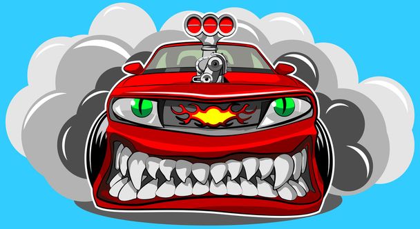 сердитый автомобиль
 - Вектор,изображение