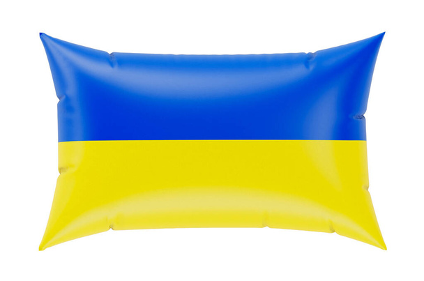 Pillow with Ukrainian flag, 3D rendering isolated on white background - Photo, Image