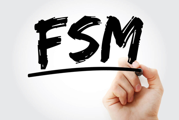 FSM - Field Service Management mozaikszó marker, üzleti koncepció háttér - Fotó, kép