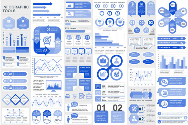 Bundle éléments infographiques modèle de conception vectorielle de visualisation de données. Peut être utilisé pour les étapes, les processus opérationnels, le flux de travail, le diagramme, le concept d'organigramme, la chronologie, les icônes marketing, les graphiques d'information
. - Vecteur, image