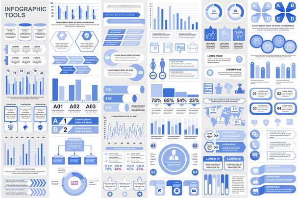 Bundle Infografik Elemente Daten Visualisierung Vektor Design Template. kann für Schritte, Geschäftsprozesse, Workflow, Diagramm, Flussdiagramm-Konzept, Zeitachse, Marketing-Symbole, Informationsgrafiken verwendet werden. - Vektor, Bild
