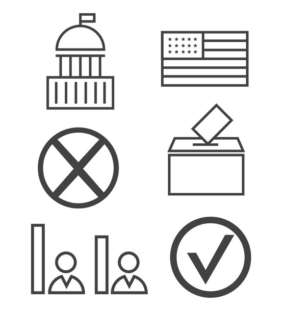 Iconos lineales de votación y elecciones. Gobierno político eps10 - Vector, imagen