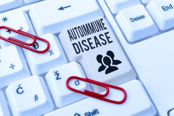 Tekst bijschrift presenteren Autoimmune Ziekte. Business showcase lichaamsweefsels worden aangevallen door zijn eigen immuunsysteem Abstract Virtuele boekhouding, Listing New Product Online - Foto, afbeelding