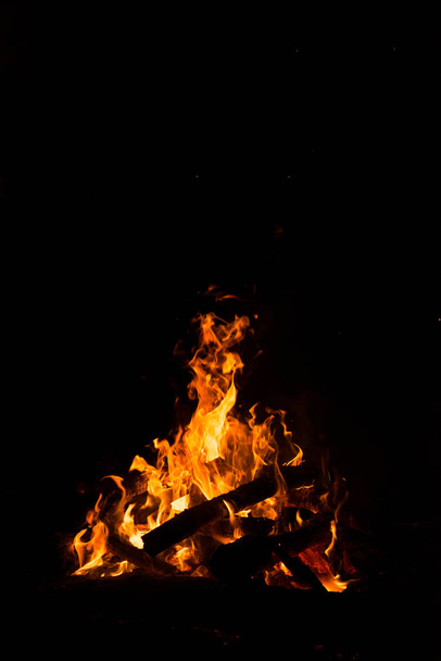 Fire flame photo black background - Foto, Bild