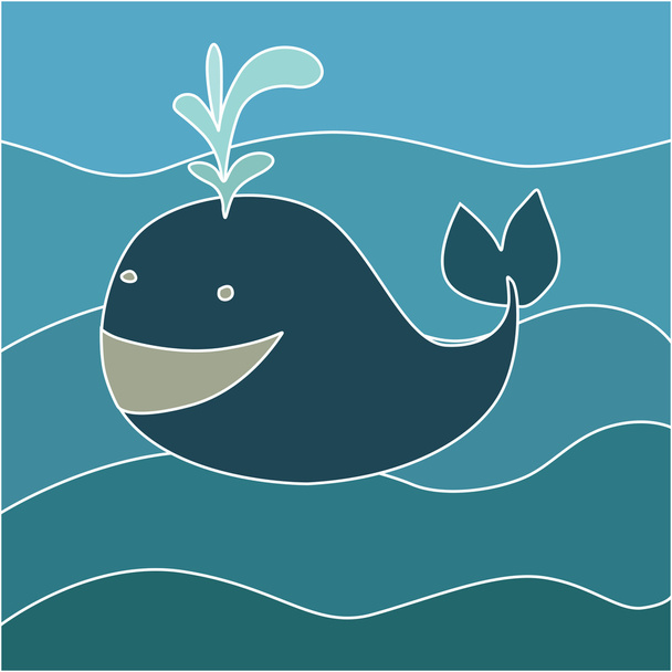 Vector illustration of a whale in the ocean - Vetor, Imagem