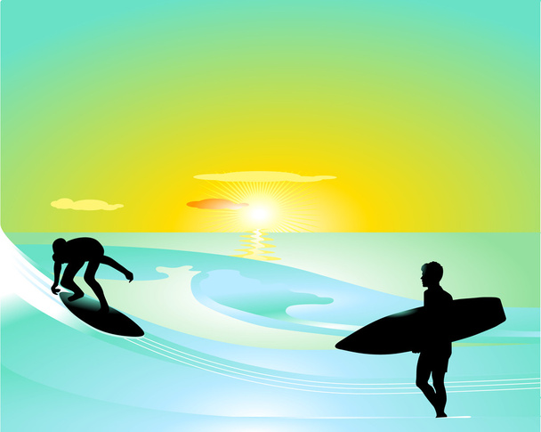 κύμα ημιδιατροφής, surf βόλτα - Διάνυσμα, εικόνα