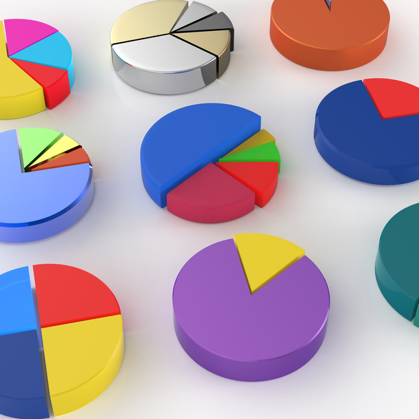 set of 3d different pie chart on isolated background  - Foto, Imagen