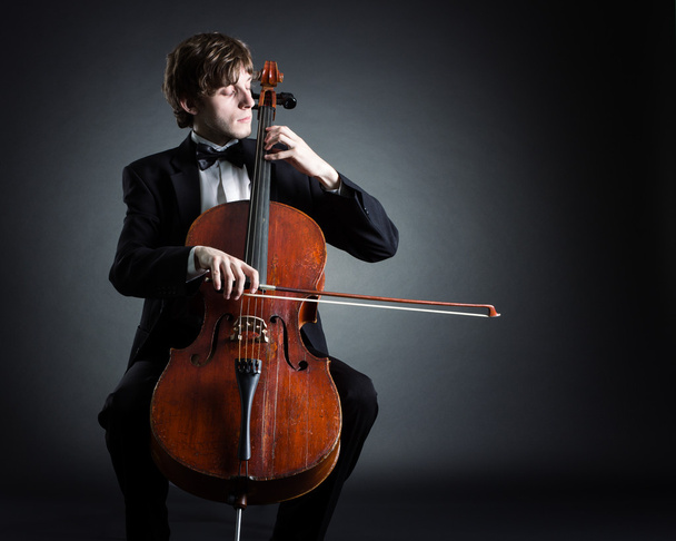 チェリストがチェロでクラシック音楽の演奏 - 写真・画像