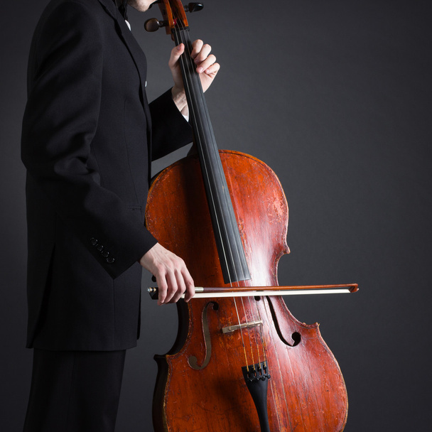 Cellista tocando música clásica en violonchelo
 - Foto, Imagen