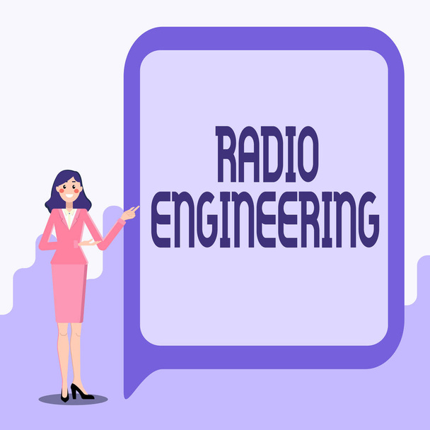 Text sign showing Radio Engineering. Internet Concept Concerned with the operation and repair of radio equipment Displaying Important Informations, Presentation Of New Ideas - Valokuva, kuva