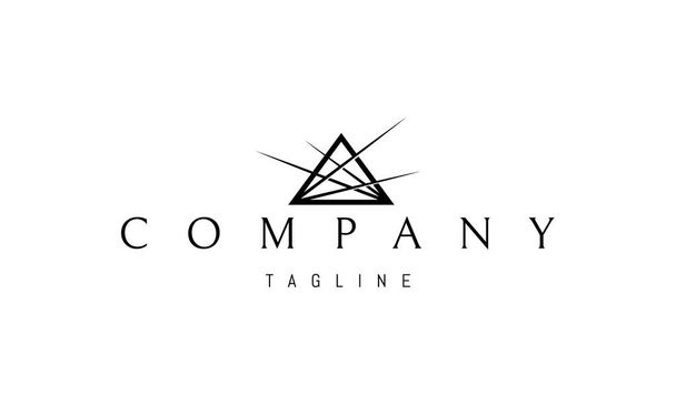 Logo vettoriale su cui un'immagine astratta di una piramide con raggi di luce dagli angoli. - Vettoriali, immagini