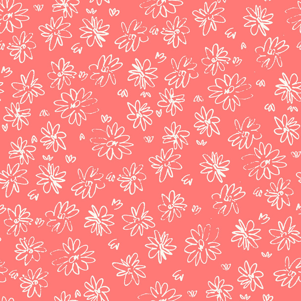 Seamless pattern with hand drawn meadow flowers in Ditzy style for surface design and other design projects - Διάνυσμα, εικόνα