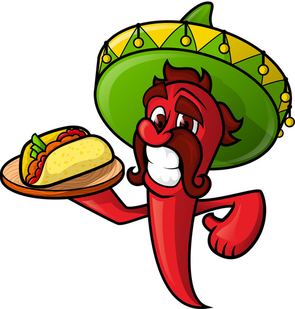 Mexican Pepper With Tacos - Vector, Image
