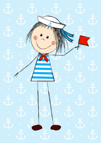 ναύτης κορίτσι - Διάνυσμα, εικόνα