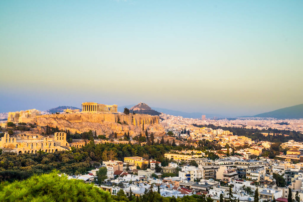 Acropolis from the Filopappos hill in Athens, Greece - Photo, Image