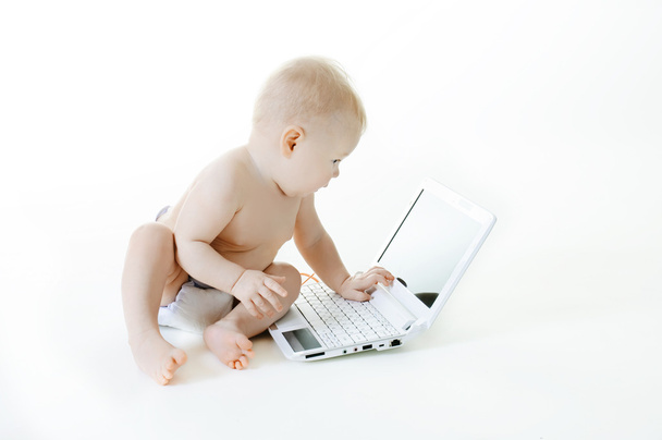 Baby with a laptop - Zdjęcie, obraz