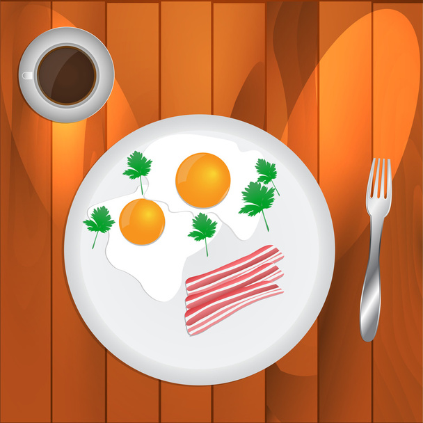 Scrambled Eggs and Coffee - Vector, Image
