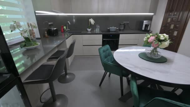 Modern cozy white and gray kitchen closeup - Footage, Video