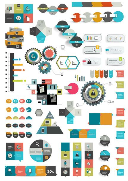 Set of various flat infographic templates. Vector banners. - Vector, Image