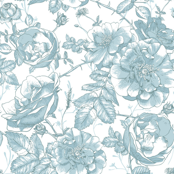 Beautiful Vintage Seamless Roses Background - Vector, Image