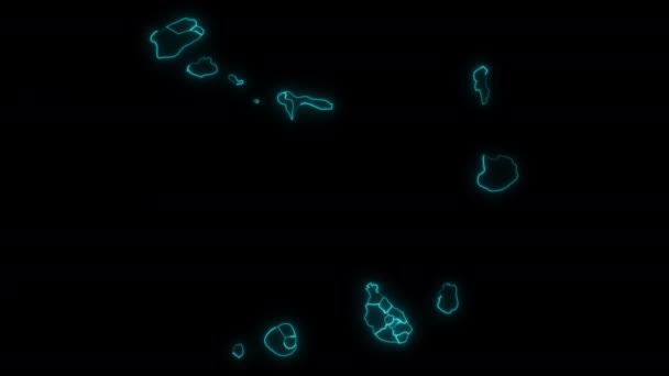 Abstract map outline of Cape Verde with Municipalities glowing outline in and out animation - Footage, Video