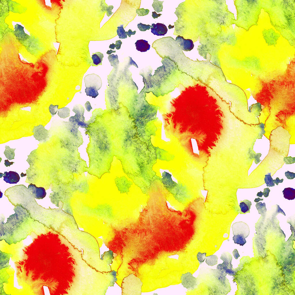  Watercolor abstract seamless pattern. Creative texture with bright abstract hand drawn elements. Abstract colorful print. - Photo, Image