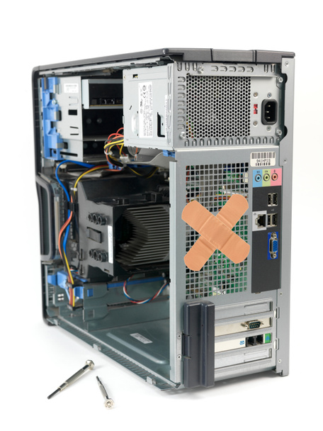 O sistema de hardware interno de um computador desktop
 - Foto, Imagem
