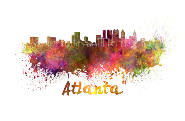 Atlanta skyline in aquarel - Foto, afbeelding