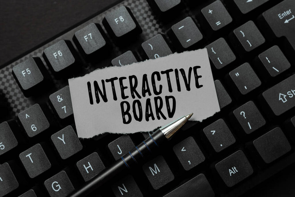 Text showing inspiration Interactive Board. Business overview standalone touchscreen computer used independently Abstract Typing Product Documentations, Creating Brand New Book - Photo, image