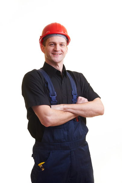 Worker in red hard hat - Zdjęcie, obraz