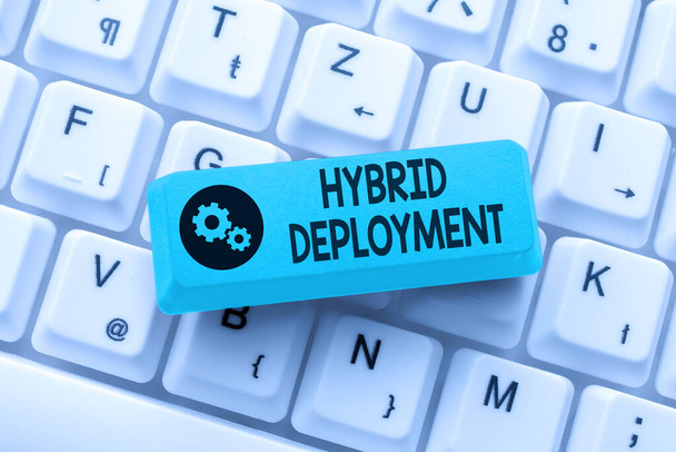 Inspiration showing sign Hybrid Deployment. Internet Concept a combination of onpremises applications or data Abstract Online Registration Process, Typing Personal Informations - Photo, Image