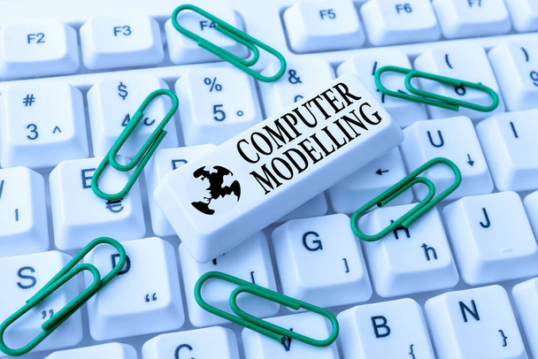 Conceptual caption Computer Modelling. Word Written on using a computer to make a model of a plan or design Internet Browsing And Online Research Study Typing Your Ideas - Foto, immagini