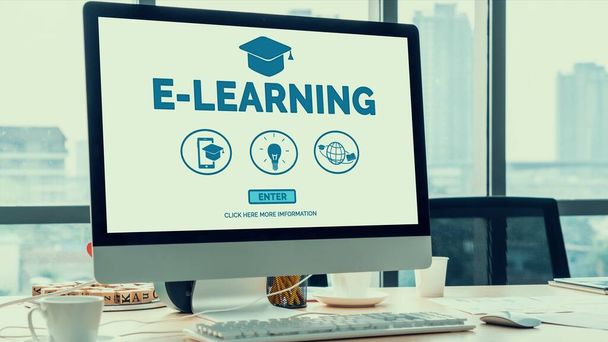електронного навчання та онлайн освіти для студентів та університетської концепції
. - Фото, зображення
