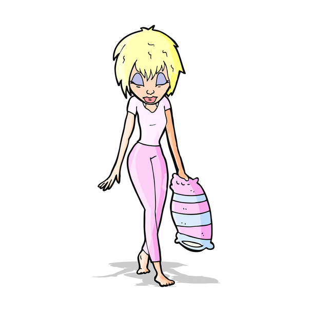 cartoon woman going to bed - Vector, Image