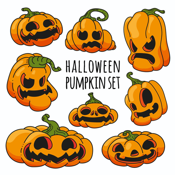 Halloween pumpkin vector set - Вектор,изображение