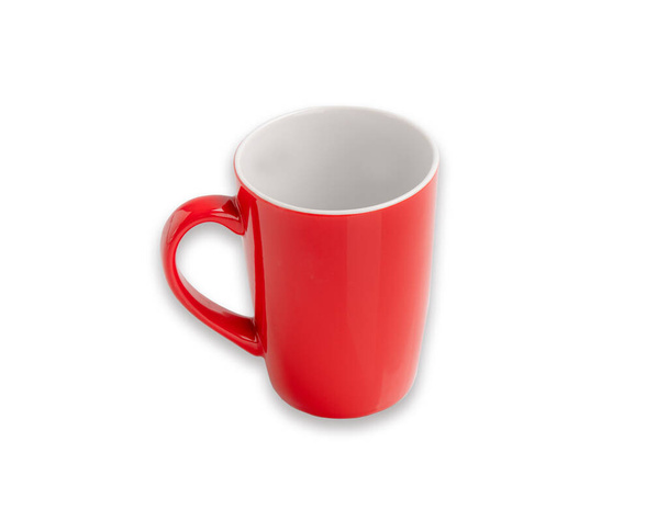 Червоний кухоль для гарячого напою з відсічним контуром. чашка кави
 - Фото, зображення
