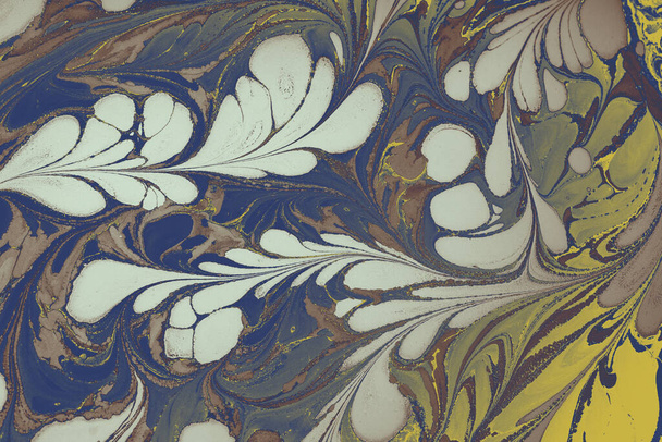 Kreatywne tło sztuki ebru z abstrakcyjną farbą. Marbling tekstury kwiatowe wzory - Zdjęcie, obraz