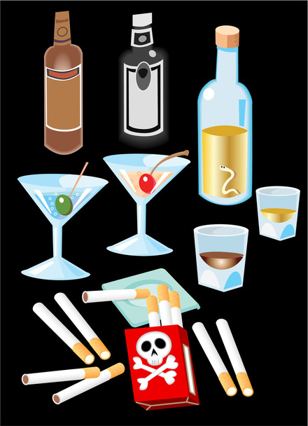 liquor, cigaretta - Vektor, kép