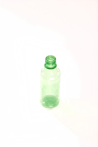 green plastic bottle isolated on white background - Фото, изображение