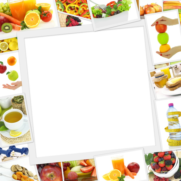 συλλογή από φωτογραφίες υγιεινά τρόφιμα με αντίγραφο χώρου - Φωτογραφία, εικόνα