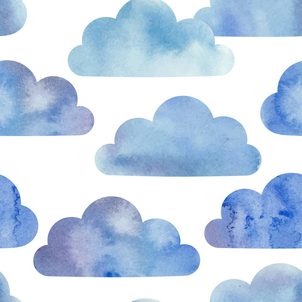 Aquarell Wolken nahtlose Muster. Vektorhintergrund - Vektor, Bild