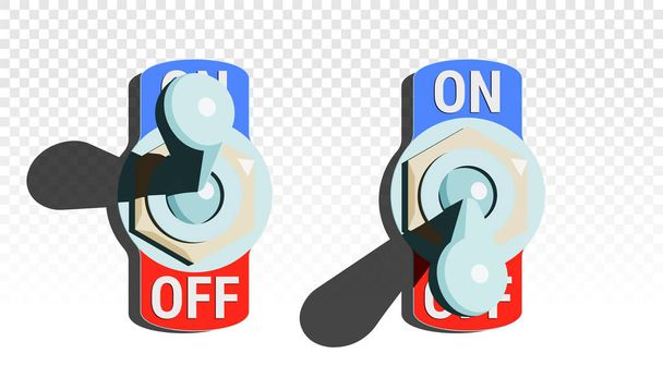 Set of toggle switches turned on and turned off with shadow on transparent background. Vector illustration - Vector, Image