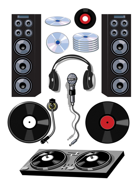 Turntable DJ Items Cartoon - Vector, Image