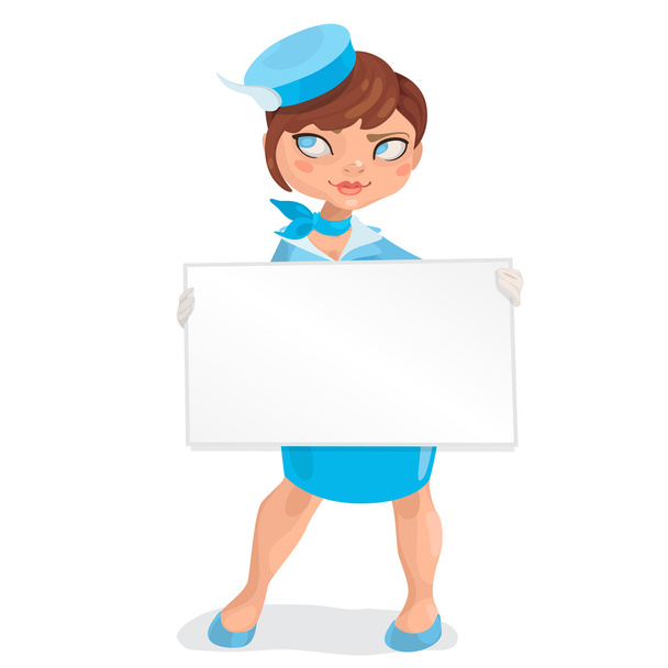 european young woman stewardess with red hairs - Vector, Imagen