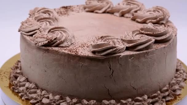 Stukje chocolade truffel cake cirkelend beeldmateriaal - Video