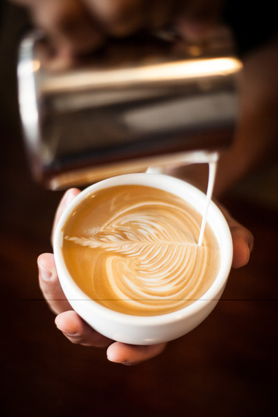 Cappuccino with latte art - Φωτογραφία, εικόνα